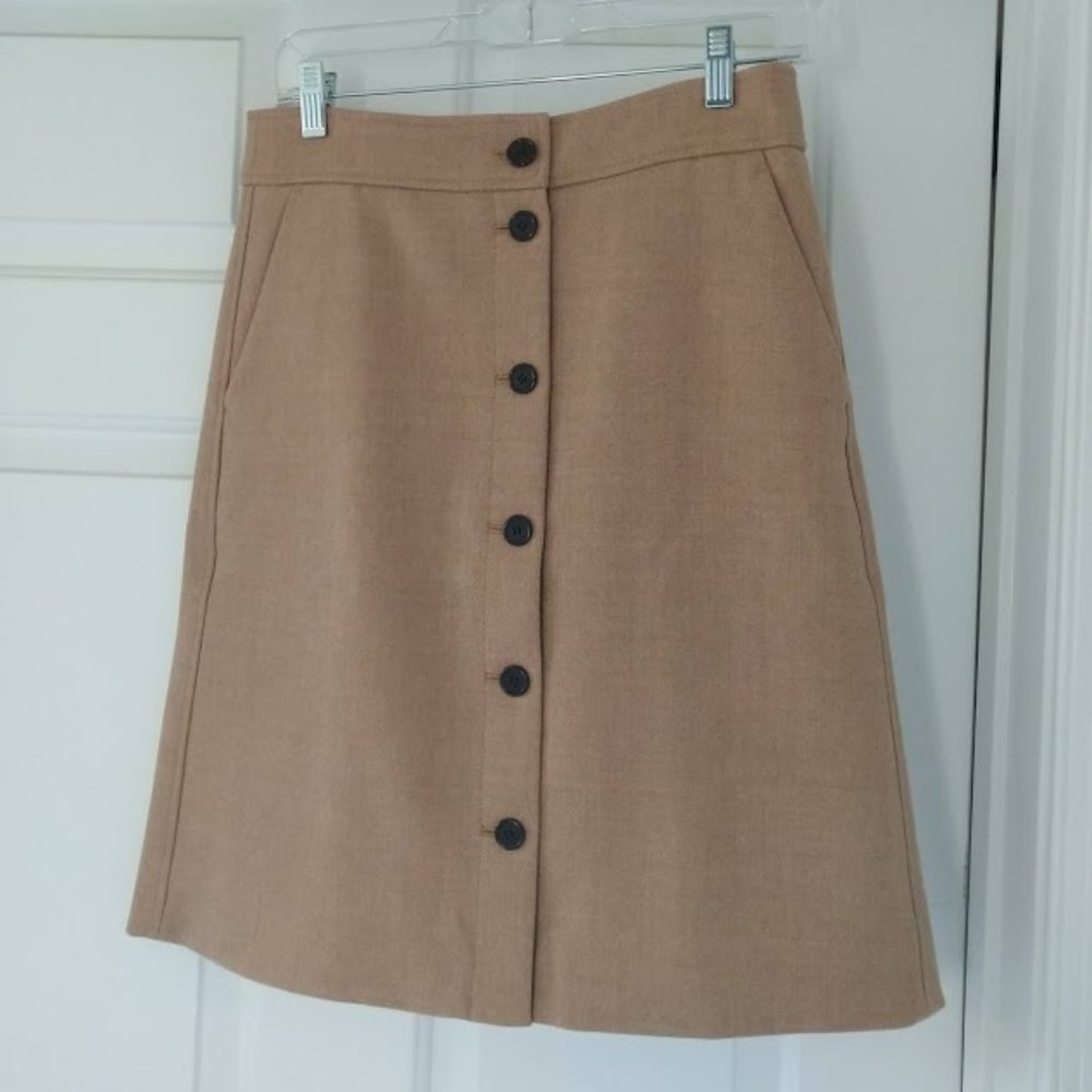J.Crew Button Front Wool Skirt (NWT)